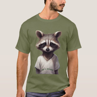 Whimsical tvättbjörn i en rolig skjorta T-shirt