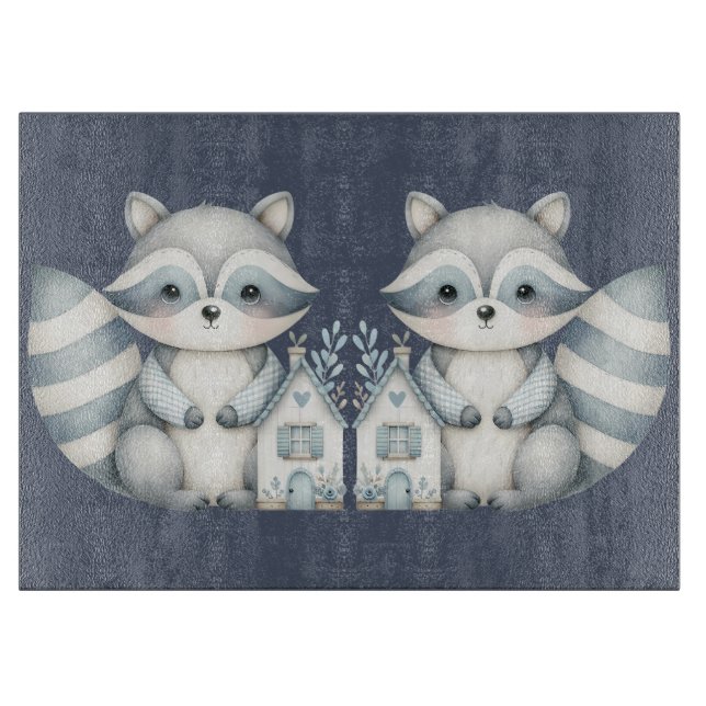 Whimsical tvättbjörn natt skogsstuga scen (Framsidan)