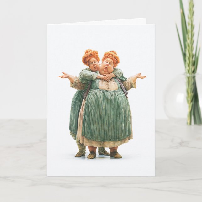 Whimsical tvillingkvinnors porträtt kort (Framsida)
