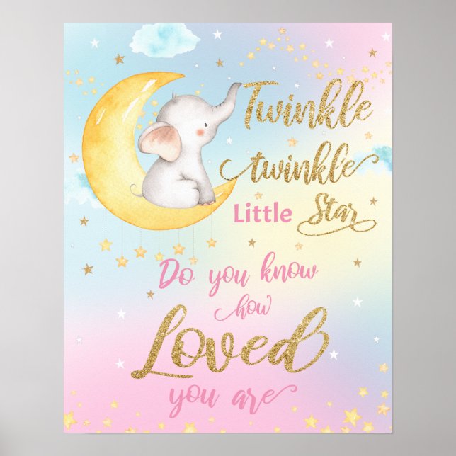 Whimsical Twinkle Twinkle Little Star Barnvägg Poster (Framsidan)