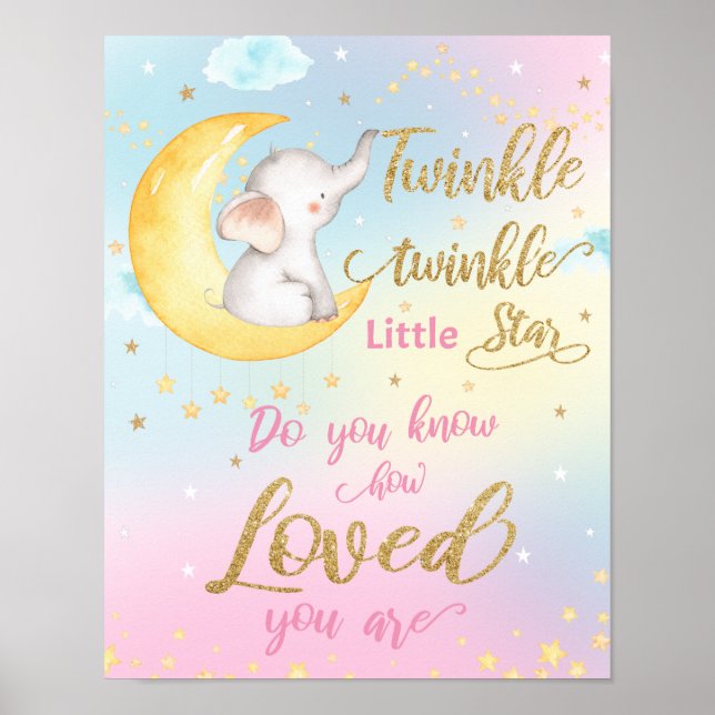 Whimsical Twinkle Twinkle Little Star Barnvägg Poster (Framsidan)