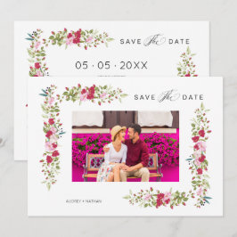Whimsical Typography Red & Pink Shades Flowers Spara Datumet