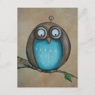 Whimsical Uggla Art Postcard Vykort