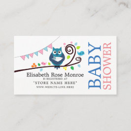 Whimsical Uggla Baby Shower Gift-registret Tilläggskort