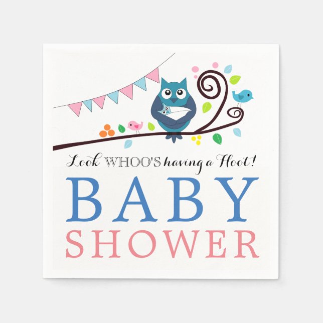 Whimsical Uggla Baby Shower Pappersservett (Framsidan)