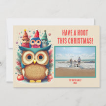 Whimsical Uggla Family Photo jul Card