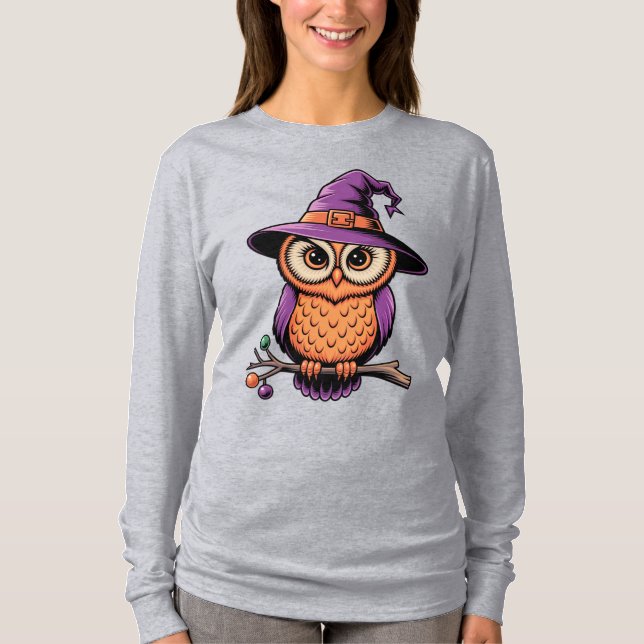 Whimsical Uggla Witch T Shirt (Framsida)