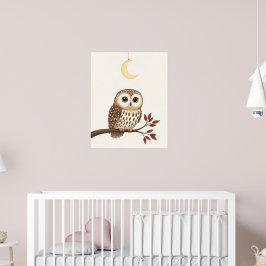 Whimsical Uggla Woodland Nursery Poster