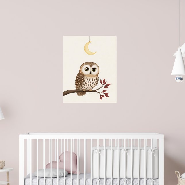 Whimsical Uggla Woodland Nursery Poster (Barnkammare 2)