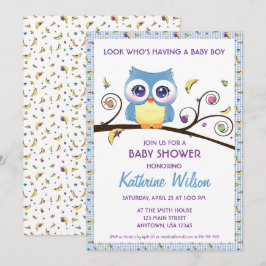 Whimsical Uggle Baby Pojke Shower Celestial Doodle Inbjudningar