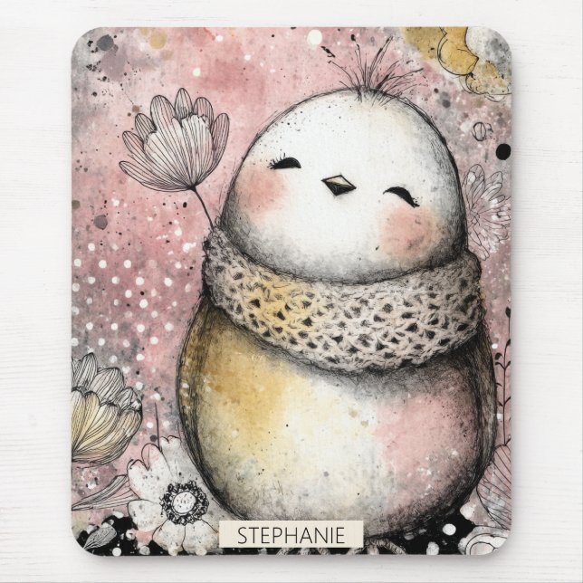 Whimsical Uggle Floral Akvarellkonst Musmatta (Framsidan)