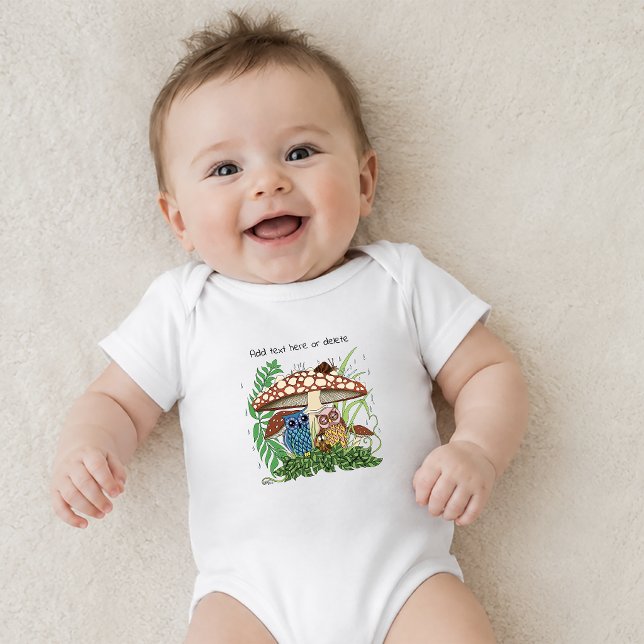 Whimsical Ugglfamilj Regnig Skog Svamp Blå T Shirt (Skapare uppladdad)