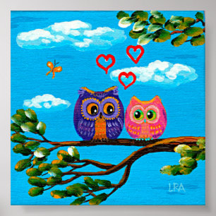 Whimsical Ugglor i Kärlek Konst Creationarts Poster