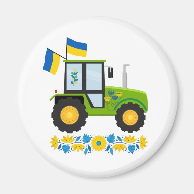 Whimsical Ukraine Tractor  Magnet (Framsidan)