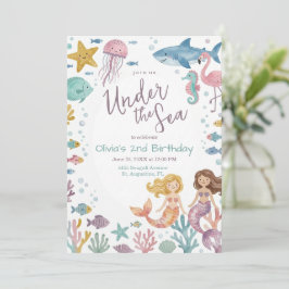 Whimsical Under the Sea Sjörödingar och Havsdjur Inbjudningar