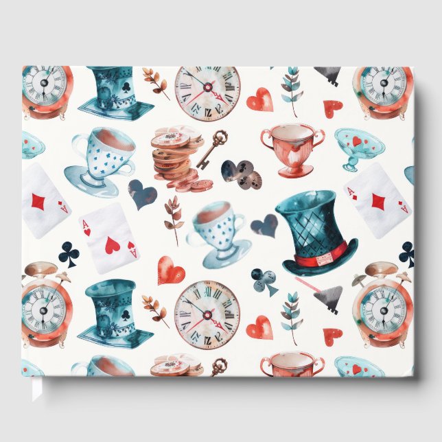 Whimsical Underland Teaparti Mönster Gästböcker (Framsida)