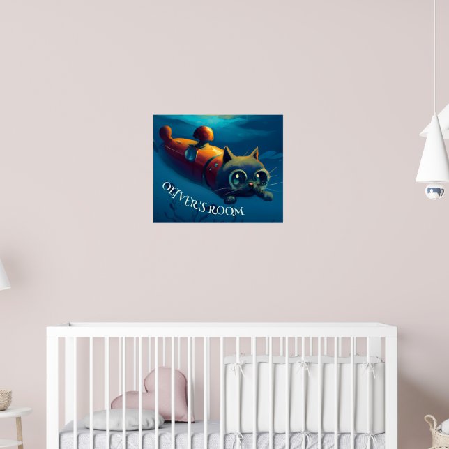 WHIMSICAL UNDERWATER FANTASY KATT VÄGGKONST POSTER (Barnkammare 2)