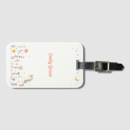 Whimsical Unicorn and Flowers Luggage Tag Bagagebricka