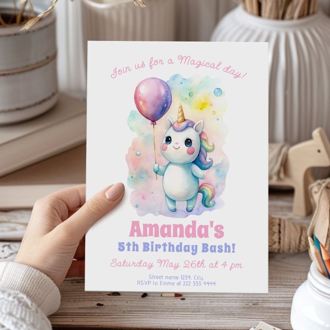 Whimsical Unicorn Birthday-firande Inbjudningar (Skapare uppladdad)
