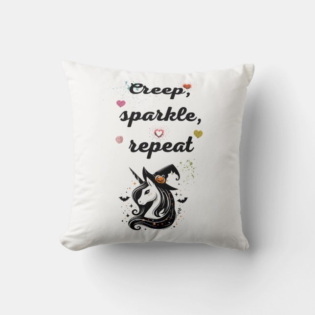 Whimsical Unicorn Line Art – "Creeper, Sparkle, Re Kudde (Framsida)