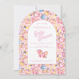 Whimsical Unicorns Girl Baby Shower Invitation Inbjudningar
