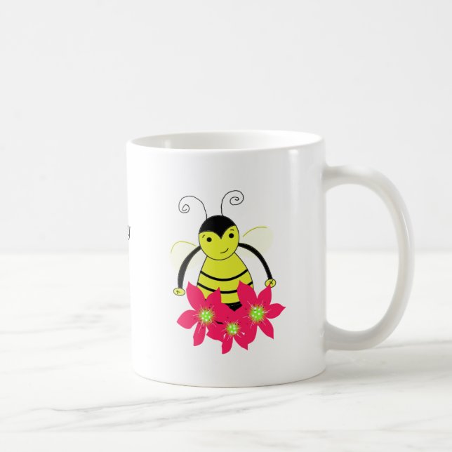 Whimsical Uppslukande Bi med Blommor Kaffemugg (Höger)