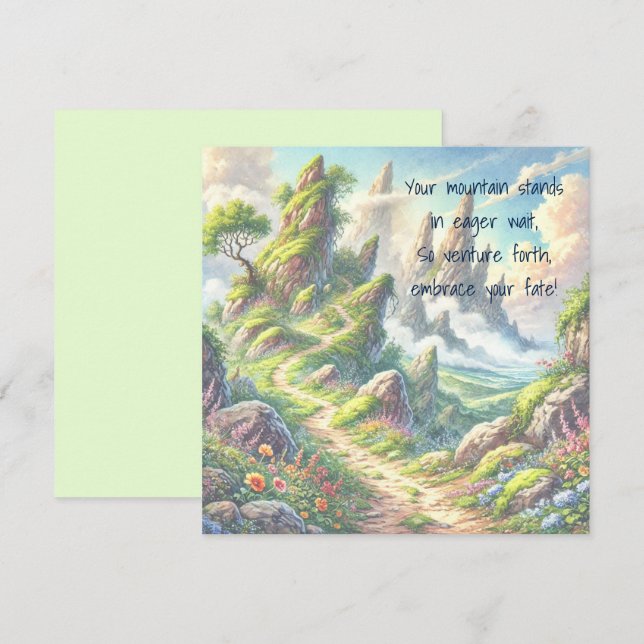 Whimsical Väg & Quote Anteckningskort (Fram/baksida)