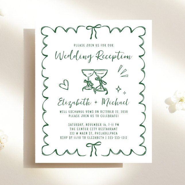 Whimsical Vågig Ram Bröllopsmottagning Inbjudan (From private vows to a grand party - invite family and friends to celebrate your marriage!)