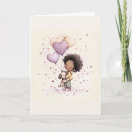 Whimsical Valentine Greeting Card – Watercolor Helgkort