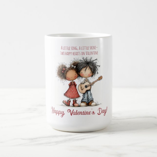 Whimsical valentinillustration för barn  kaffemugg (Center)