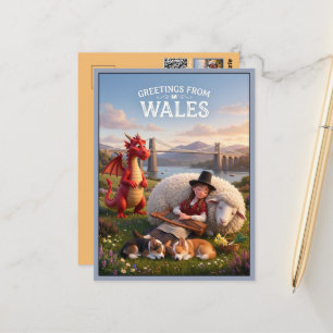Whimsical Välkommen från Wales vykort
