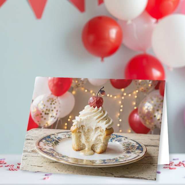 Whimsical Vaniljcupcake | Mosters födelsedag  Kort (Skapare uppladdad)