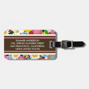 Whimsical Vår blommor Garden Blommigt Luggage Tag Bagagebricka