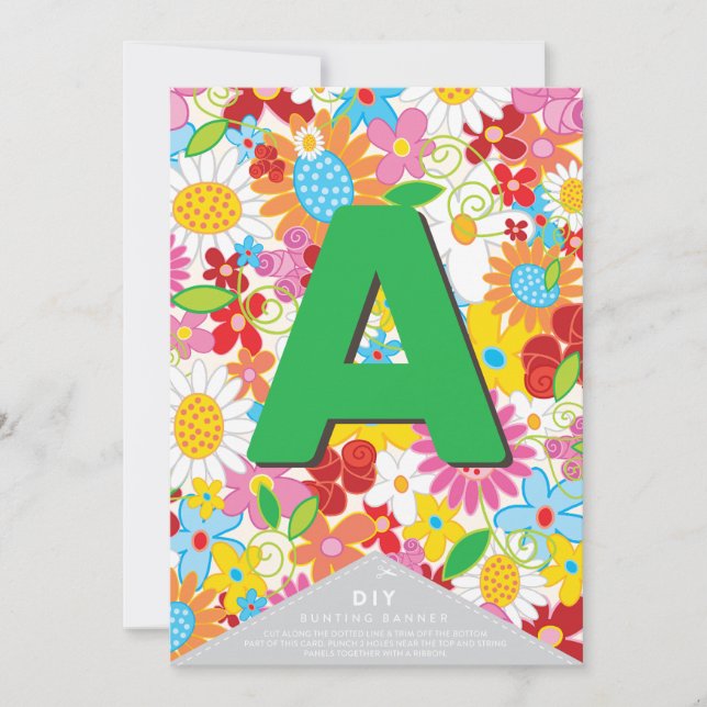 Whimsical Vår blommor Garden DIY Bunting Banner (Framsida)