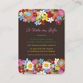 Whimsical Vår blommor Garden in Lieu of Gift Placeringskort