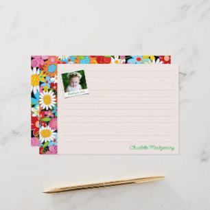 Whimsical Vår blommor Garden Tack Photo Brevpapper