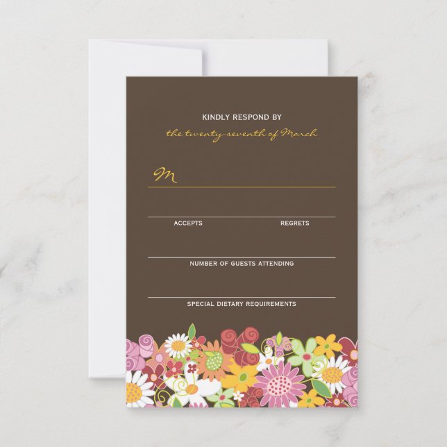 Whimsical Vår blommor Garden Wedding OSA kort (Framsida)