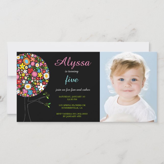 Whimsical Vår blommor Pop Träd Photo Girl (Framsida)