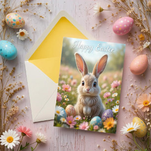 Whimsical Vår Bunny Påsk Kort