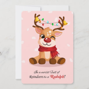 Whimsical Var en Rudolf Ren Quote Julbelysning Julkort