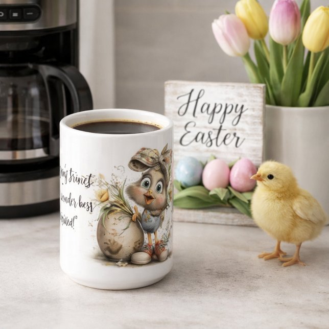 Whimsical vår kyckling design kaffemugg (Skapare uppladdad)