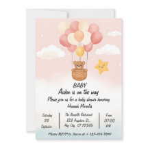 Whimsical varmluftsballong baby shower inbjudan |