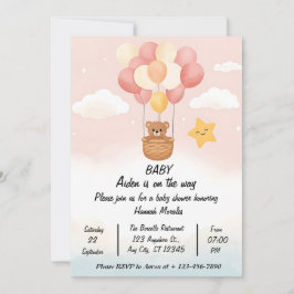Whimsical varmluftsballong baby shower inbjudan |