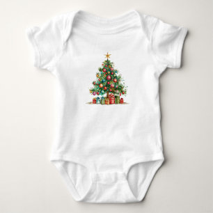 Whimsical Vattenfärg Julgran Holiday Outfit T Shirt