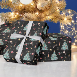 Whimsical Vattenfärg Julgran Presentpapper