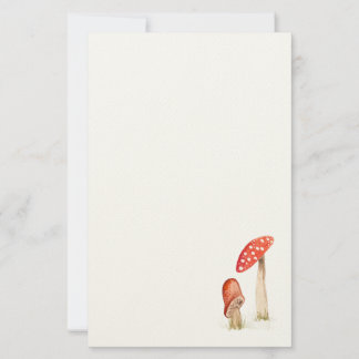 Whimsical Vattenfärg Skogssvamp Brevpapper