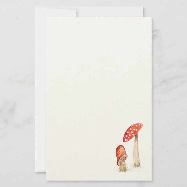 Whimsical Vattenfärg Skogssvamp Brevpapper (Framsida)
