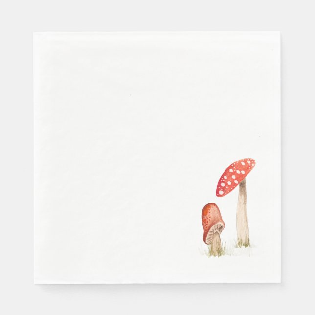 Whimsical Vattenfärg Skogssvamp Pappersservett (Framsidan)