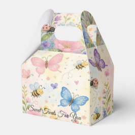 Whimsical Vattenfärg Trädgård Bugs Blommig Födelse Presentaskar