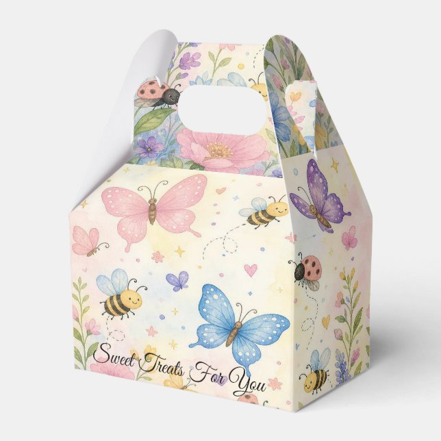 Whimsical Vattenfärg Trädgård Bugs Blommig Födelse Presentaskar (Framsidan Sidan)